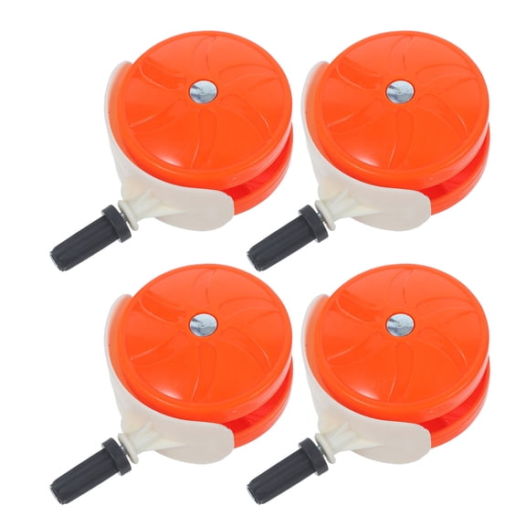 Yardwe 4Pcs Pushchair Wheel Replacement Set with Swivel Caster Wheels Durable Plastic Orange