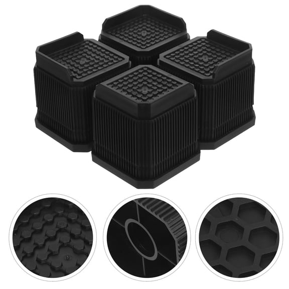 Yardwe 4Pcs Reinforced Black Furniture Risers for Sofa Bed Table and Chair Height Adjusters