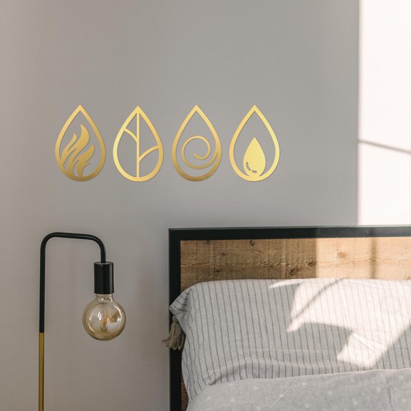 Yardwe 4Pcs Self Adhesive Acrylic Wall Decal Water Drop Design for Home Decor