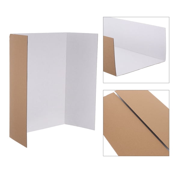 Yardwe 4Pcs White Tri Fold Display Boards Easy Folding Corrugated Cardboard for Presentation and Exhibitions