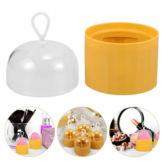 Yardwe 4Pcs Yellow Makeup Sponge Storage Case Silicone Holder for Foundation Puff