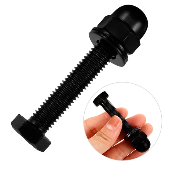 Yardwe 4Sets Furniture Bolt Kit Black Metal Turning Fasteners with Hexagon Screw Nuts