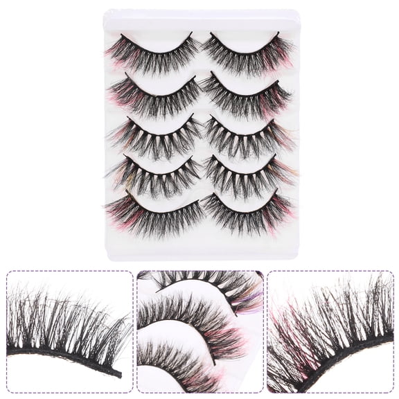 Yardwe 5Pairs Colored Lashes Fake Eyelashes for Professional Salon Use and Personal Makeup