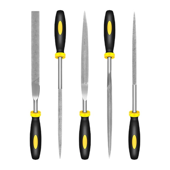Yardwe 5 Pcs Woodworking Tools Steel File Set Black Ergonomic Handle for Mechanics