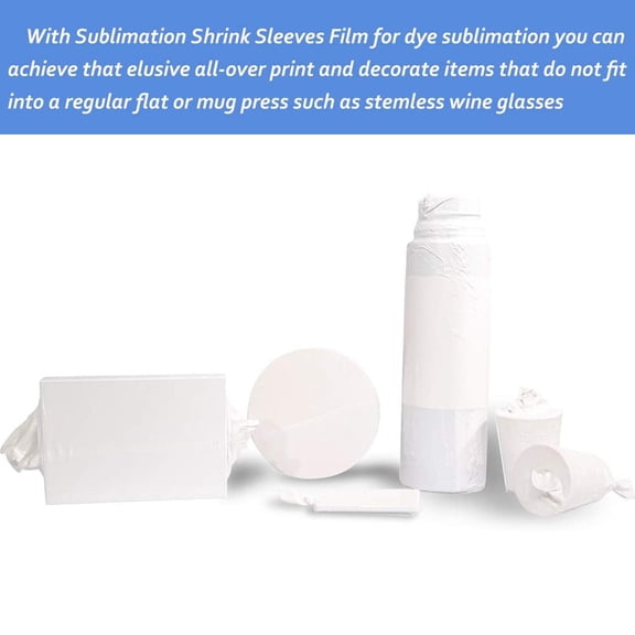 Yardwe 50Pcs Heat Shrink Bag for Mug Tumbler Cup Sublimation Printing Rectangular White