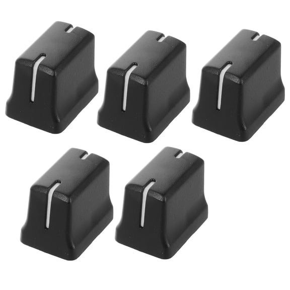Yardwe 5Pcs Black Potentiometer Console Mixer Fader Knobs with Easy Grip for Audio Adjustment