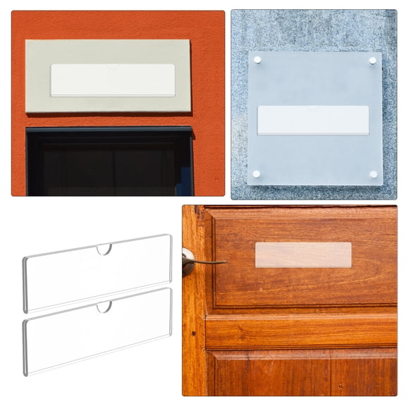 Yardwe 5Pcs Clear Acrylic Wall Name Plate Holders with Adhesive for Professional Display