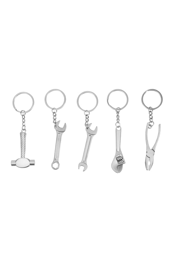 5Pcs Durable Metal Key Rings with Creative Simulation Tool Design Fancy Key Chains