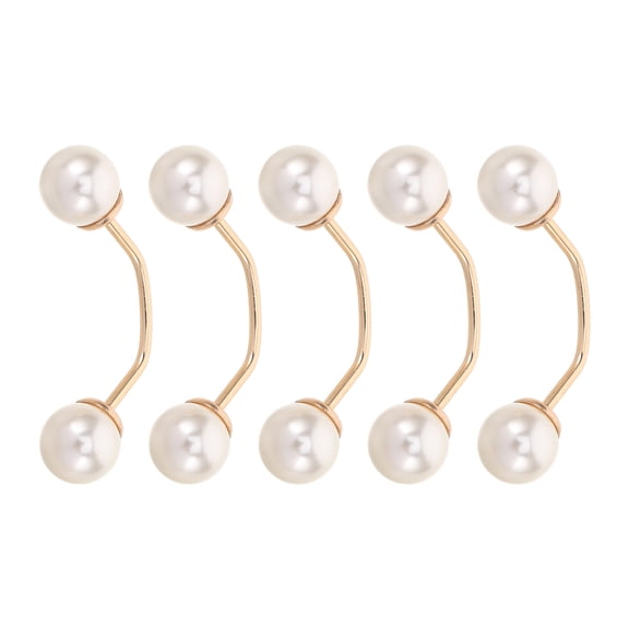 Yardwe 5Pcs Round Metal Buttons with Artificial Pearls for Sewing and Fashion Lapel Pin