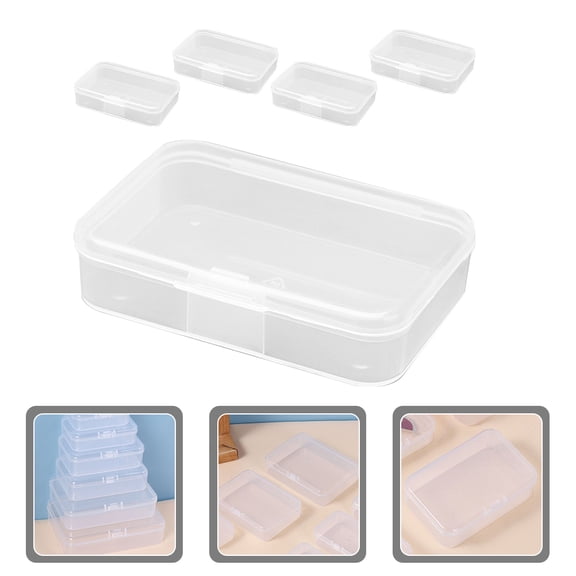 Yardwe White Plastic Storage Boxes with Clear Lids, Durable and Reusable for Small Items, 5Pcs