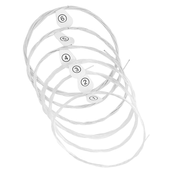 Yardwe 6Pcs Acoustic Guitar Strings White Nylon and Metal for Easy Folk Guitar String Replacement