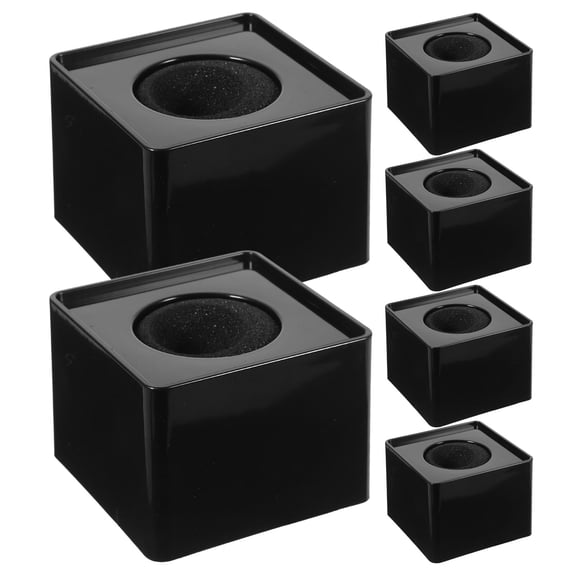 Yardwe 6Pcs Portable Interview Mic Flag Cube Black Durable Microphone Logo Station for Press Conference Use