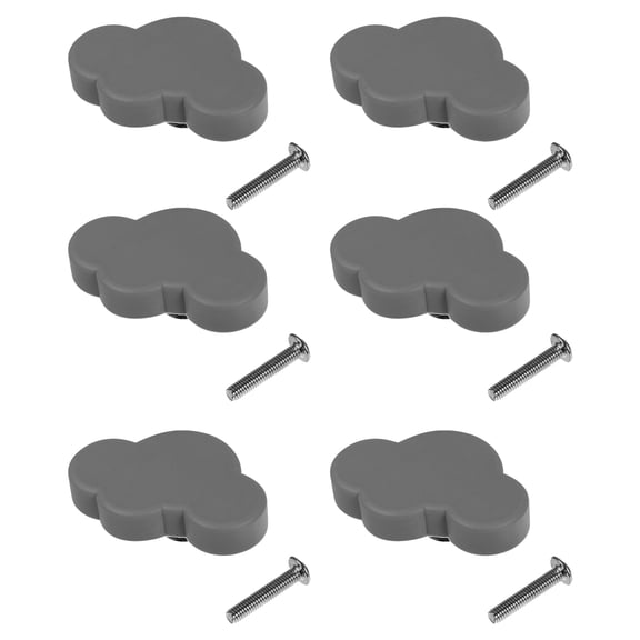 Yardwe 6Pcs Pull Handle Replacement Rubber Grey Zinc Alloy Base Furniture Handle Accessory