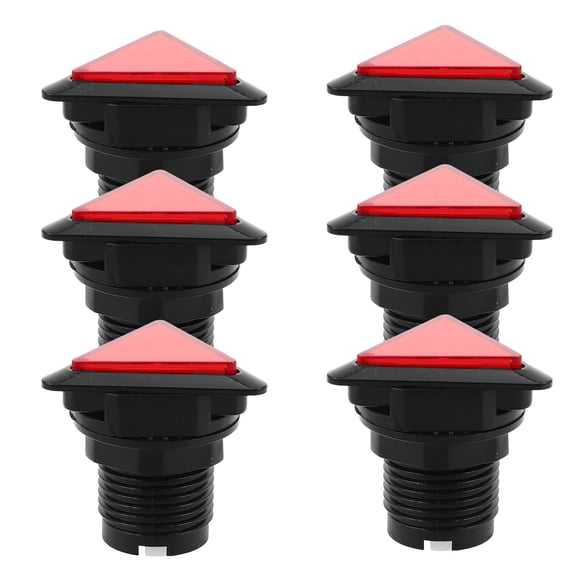 Yardwe 6Pcs Red Triangle Illuminated Push Button Self Resetting for Arcade Machine Panels