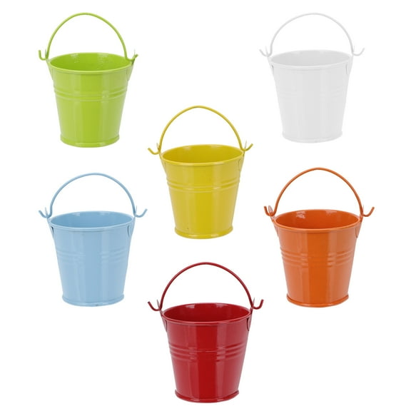 Yardwe 6-Pack Mini Iron Flower Pots Small Tin Buckets for Garden Decor and Home Plant Display