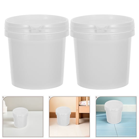 Yardwe 6Pcs White Plastic Paint Storage Container Leakproof Airtight Bucket for Leftover Paint