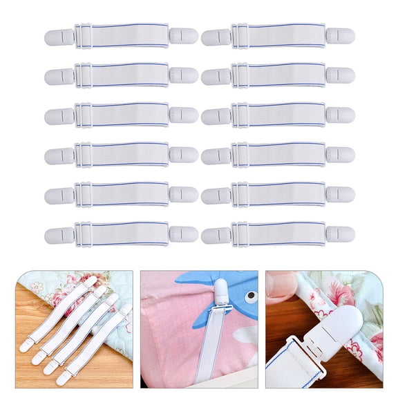 Yardwe 12Pcs Bed Sheet Holders or Sheet Straps White Plastic Heavy Duty Grip