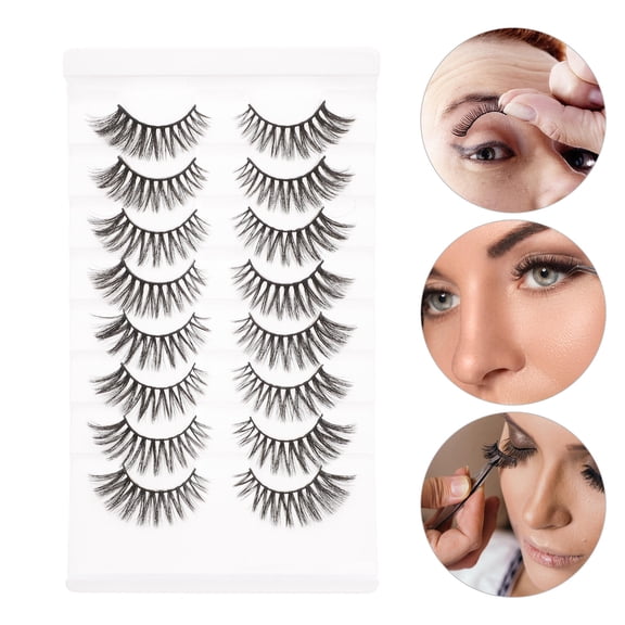 Yardwe 8 Pairs Makeup False Lashes Black Cat Eye Shape Effect for Wedding