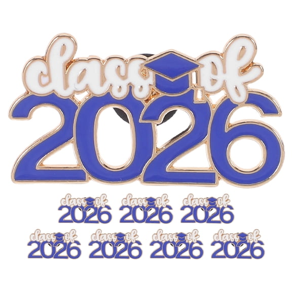 Yardwe 8Pcs Blue Graduation Lapel Pins Alloy Memorial Badge for Class of 2026 Celebration