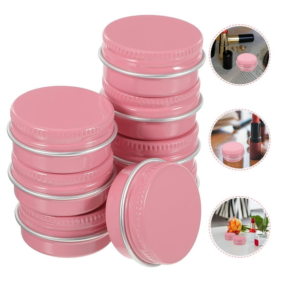 Yardwe Small Cans Round Aluminum Box Pink 8Pcs