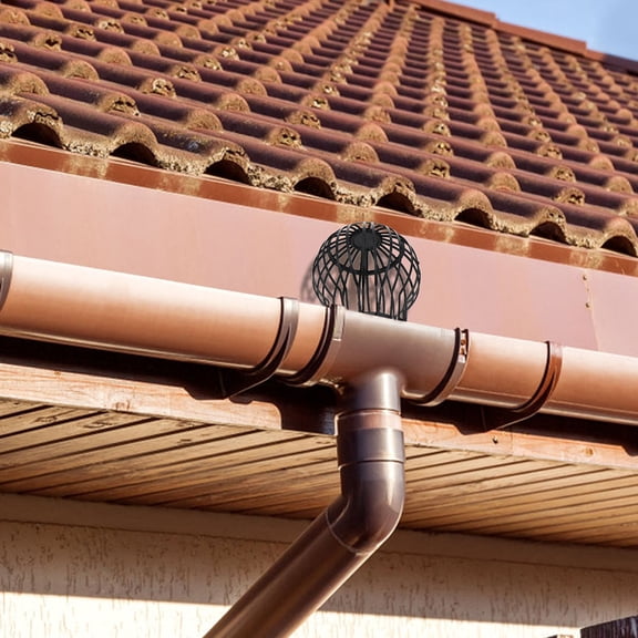 Yardwe 8Pcs Roof Round Net Caps Black Plastic Sturdy Leak Gutter Guard for Drainage Pipes
