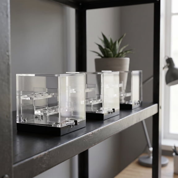Yardwe Acrylic Display Box Stand with Three Tier Storage for Mineral Specimens and Rock Collections