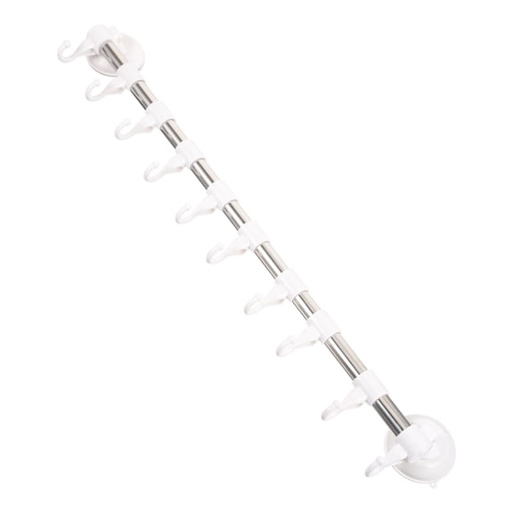 Yardwe Adjustable Wall Mounted Towel Bar White Suction Cup Rack with Hooks