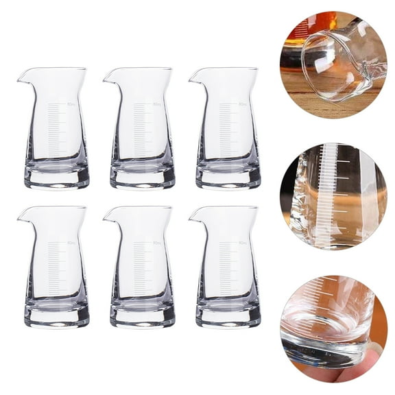 Yardwe Glass Measuring Jugs Assorted Colors Transparent Body Easy-to-Read Markings for Home Bars 6Pcs