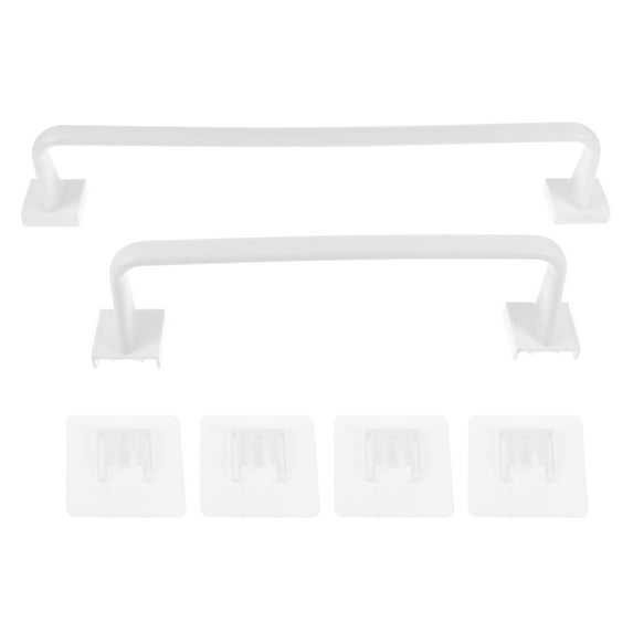Yardwe 2Pcs Nail Free White Plastic Towel Rack Wall Mounted Bathroom Towel Storage Shelf
