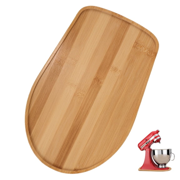 Yardwe Beige Bamboo Stand Mixer Slider Base with Non Slip Pad for Stable Kitchen Countertop Support