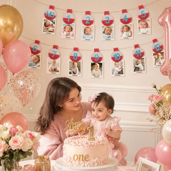 Yardwe Birthday Party Banner Hanging Flag with Durable Number Clips