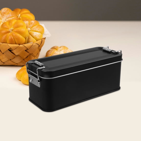 Yardwe Tinplate Storage Box for Cookies Metal Box with Lid Black Finish