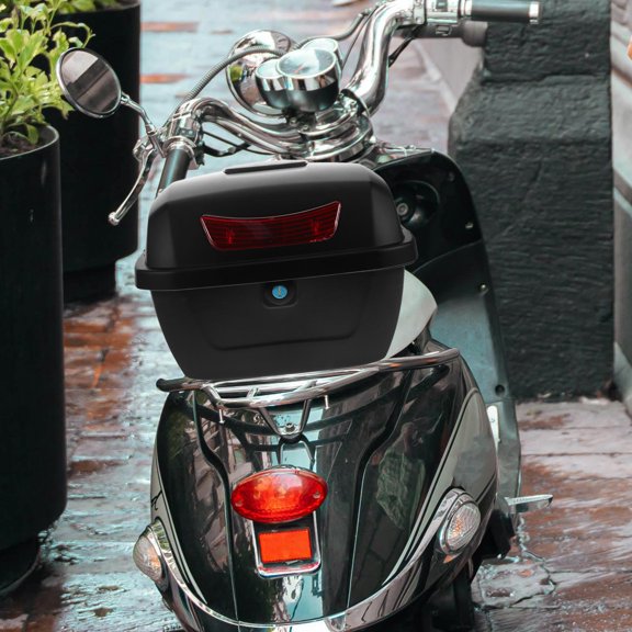 Yardwe Black Motorcycle Rear Storage Box Top Box with Lid Large Capacity Sleek Design