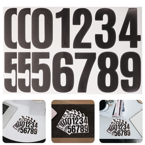 Yardwe Durable Black Adhesive Number Stickers for DIY Home Address and Trash Cans