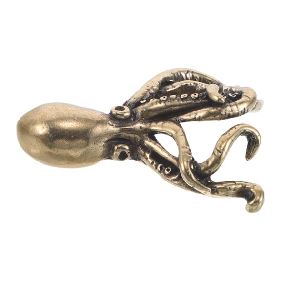 Yardwe Brass Octopus Figurine Vintage Marine Animal Sculpture Handmade Retro Table Decor