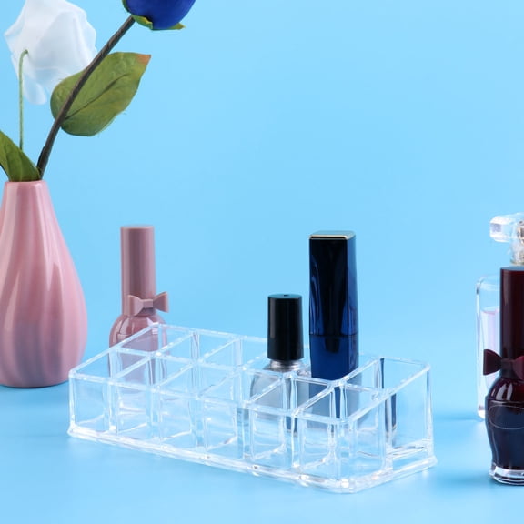 Yardwe Clear Cosmetic Organizer Lipstick Display Stand with 12 Individual Compartments