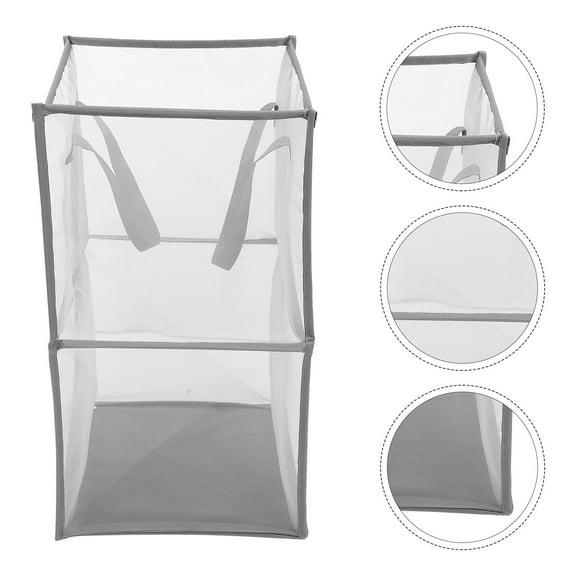 Yardwe Collapsible Grey Mesh Laundry Hamper Liner Replacement with Handles for Easy Transport