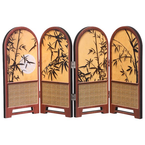 Yardwe Compact Desktop Decorative Screen with Chinese Traditional Bamboo Pattern for Privacy and Style