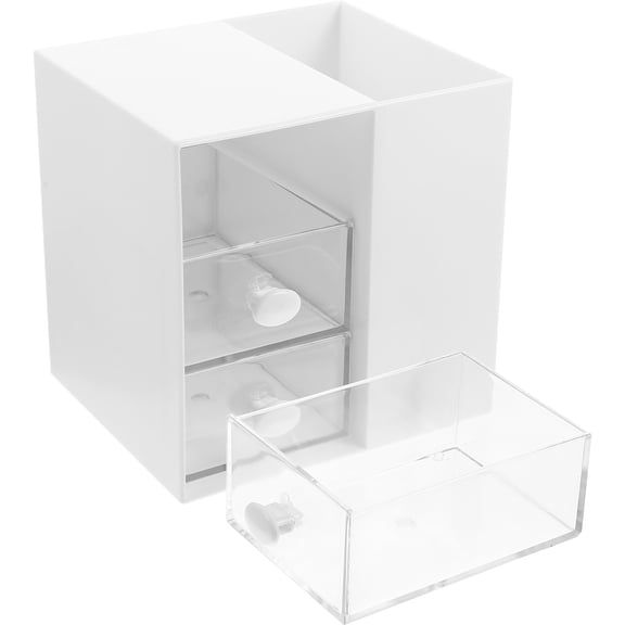 Yardwe White ABS Makeup Holder Multi-Grid Organizer for Home and Office