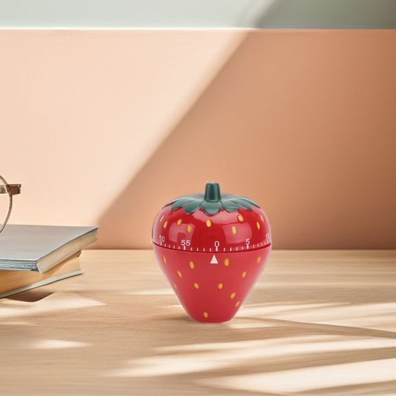 Yardwe Cute Fruit Cookie Kitchen Timer Red Mechanical Design with Loud Alarm for Home Use