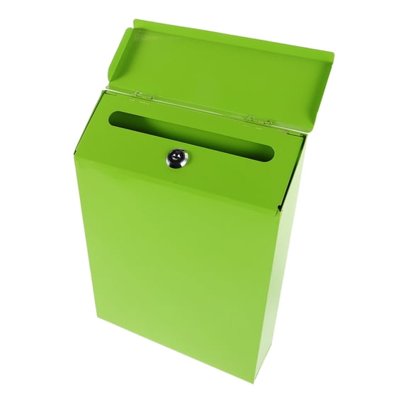 Yardwe Decorative Light Green Iron Wall Hanging Mailbox with Lock Multifunctional Suggestion Box