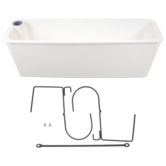 Yardwe Durable Beige Plastic Rectangle Planter Box for Outdoor Flower Planting on Windowsill Or Balcony
