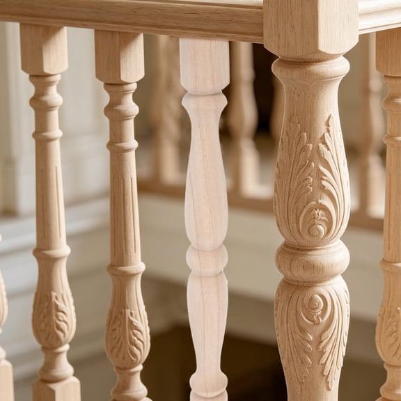 Yardwe Durable Kiln Dried Wood Baluster Spindle with Sanded Surface for Easy DIY Finishing