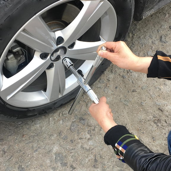 Yardwe Durable Plated Silver Steel Tire Wrench Cross Spanner with Multi Purpose Use for Cars