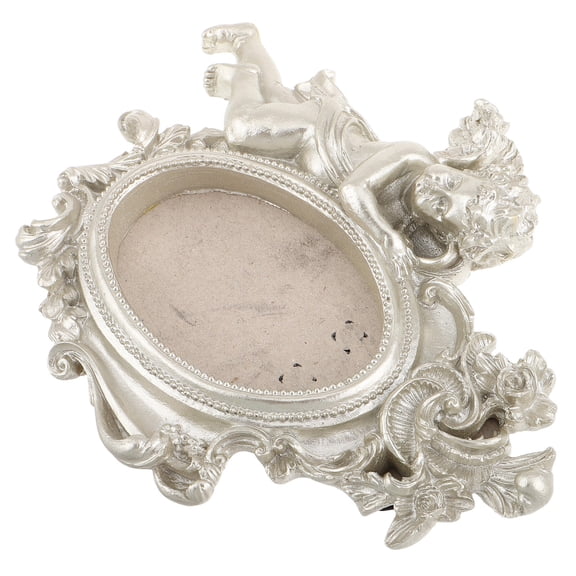 Yardwe Victorian Style Plated Silver Angel Resin Figurine Decorative Ornament for Home Photography