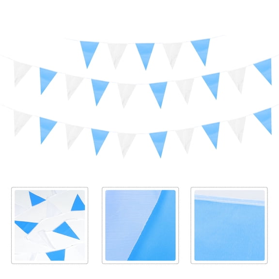 Yardwe Germany Themed Blue White Checkered Pennant Party Decoration Polyester 1Set