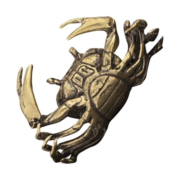 Yardwe Golden Brass Crab Sculpture Realistic Design for Coastal Nautical Home Decoration
