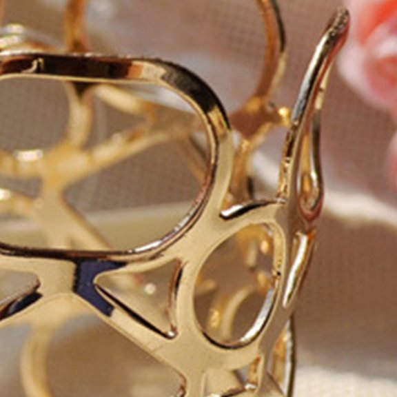 Yardwe Golden Plating Wide Armlet Durable Metal Arm Decoration with Hollow Out Design