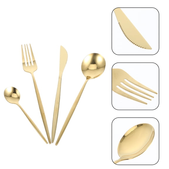 Yardwe Golden Stainless Steel Serving Utensil Set, Reusable Flatware for Buffet, Catering, Wedding, Party and Holiday Dinners