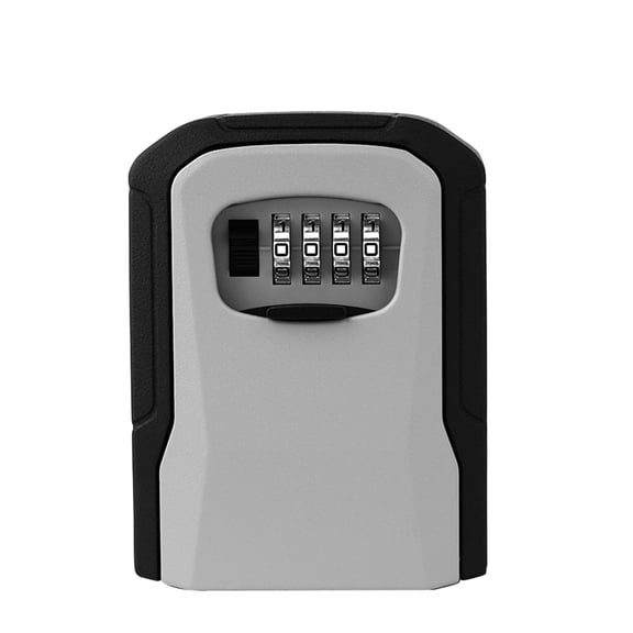 Yardwe Gray Aluminum Combination Lock Key Box Wall Mounted for Outdoor Key Organization